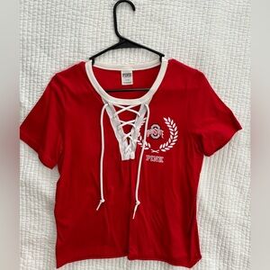 PINK Victoria's Secret Red Tie Front T-Shirt